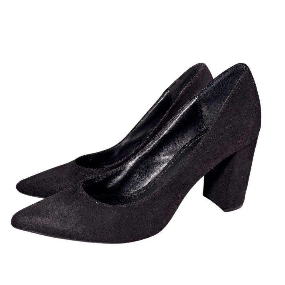 Marc Fisher LTD Women's Yalina Black Suede Block Heel Pumps Size 8